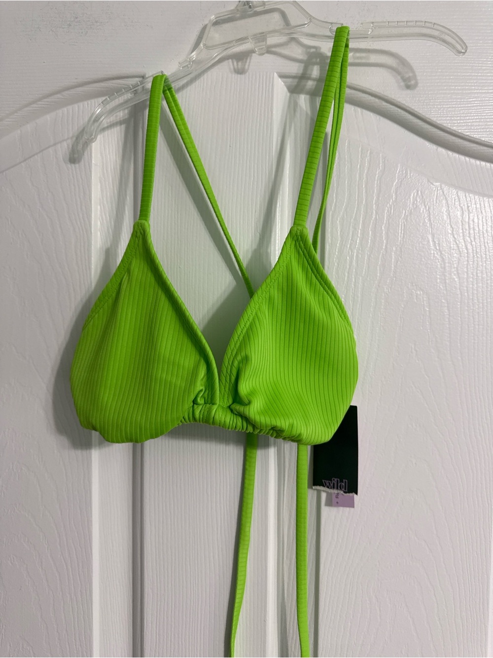 wild fable Neon Lime Ribbed Triangle Swim Top